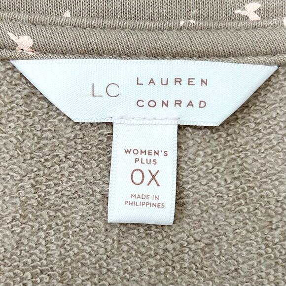 LC Lauren Conrad Beige Floral Ruffle Crewneck Sweatshirt - Picture 6 of 7
